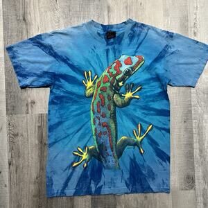 VTG Lake Powell Tie Dye Gecko Colorful Lizard Animal Reptile T Shirt Size Large